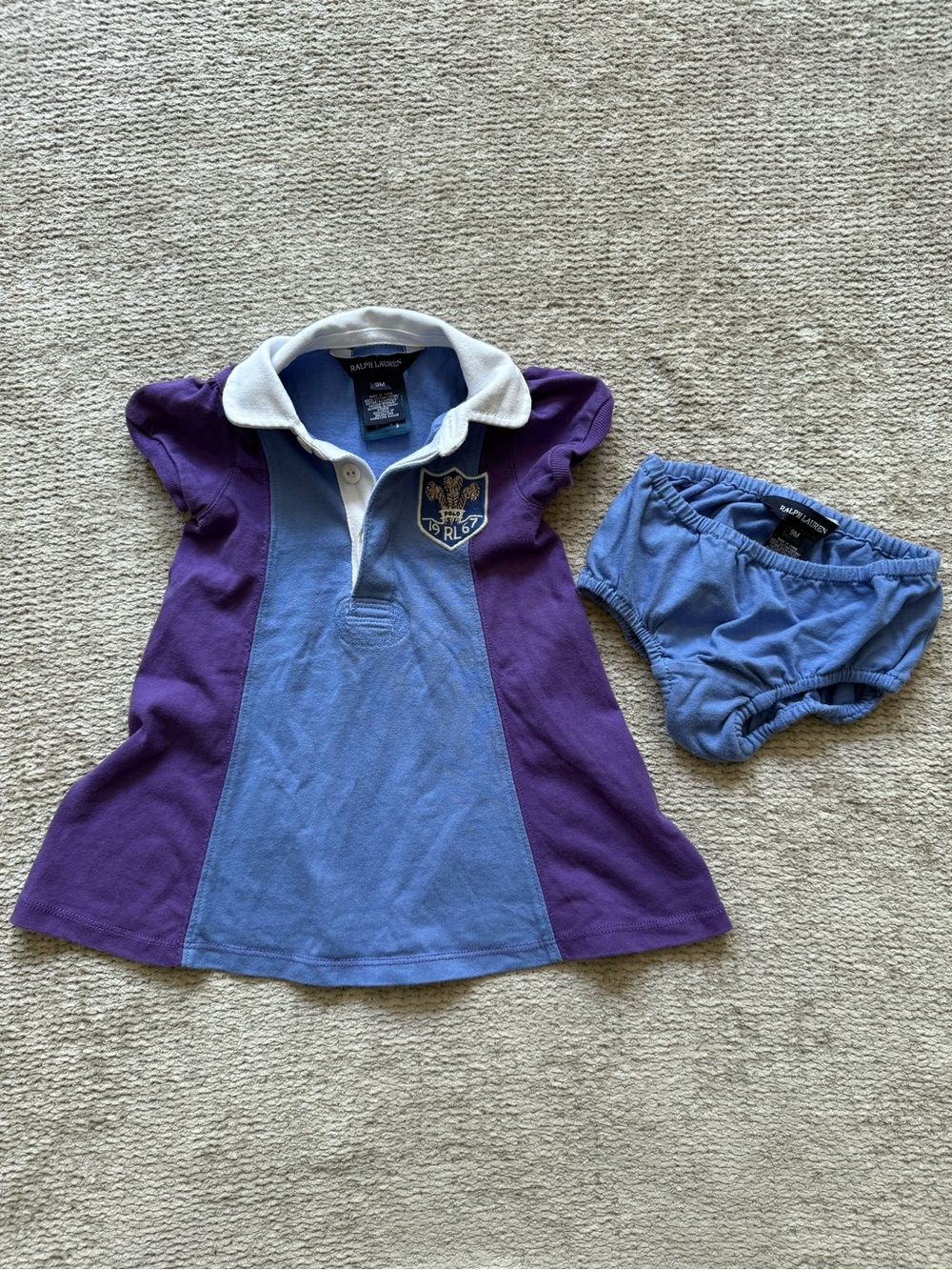 Ralph Lauren Baby Rugby Polo Dress With Bloomers 9M